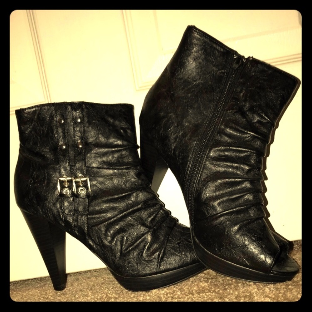 Torrid black peep toe boots size 9